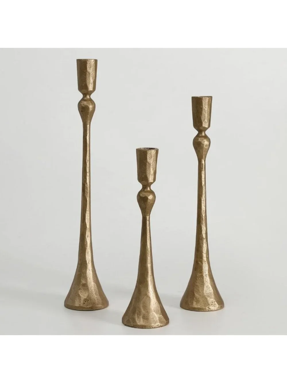 Set of 3 Vintage Cast Iron Taper Candle Holders - Decorative Home Accent